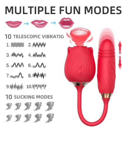 VIBRADOR ROSA DE SUCCIÓN CON BALA RETRACTIL - Image 2
