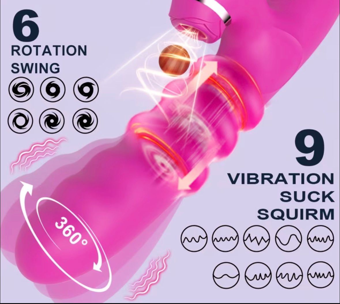 Estimulador Íntimo 360° con Rotación, Vibración y Succión - Image 2