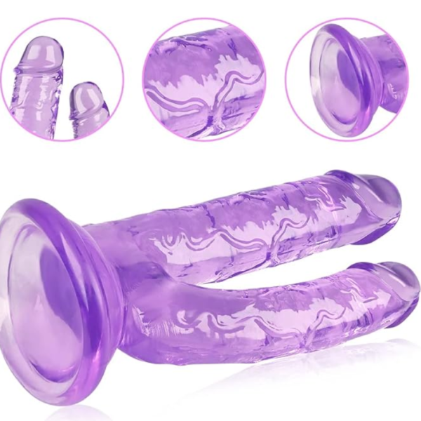 DILDO VENTOSA DOBLE CON BASE DE SILICONA SUAVE