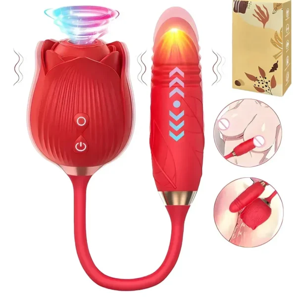 VIBRADOR ROSA DE SUCCIÓN CON BALA RETRACTIL