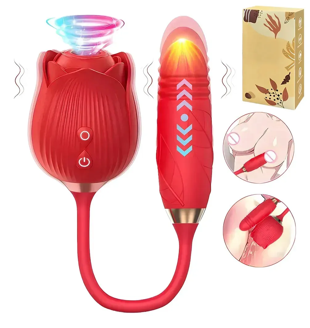 VIBRADOR ROSA DE SUCCIÓN CON BALA RETRACTIL